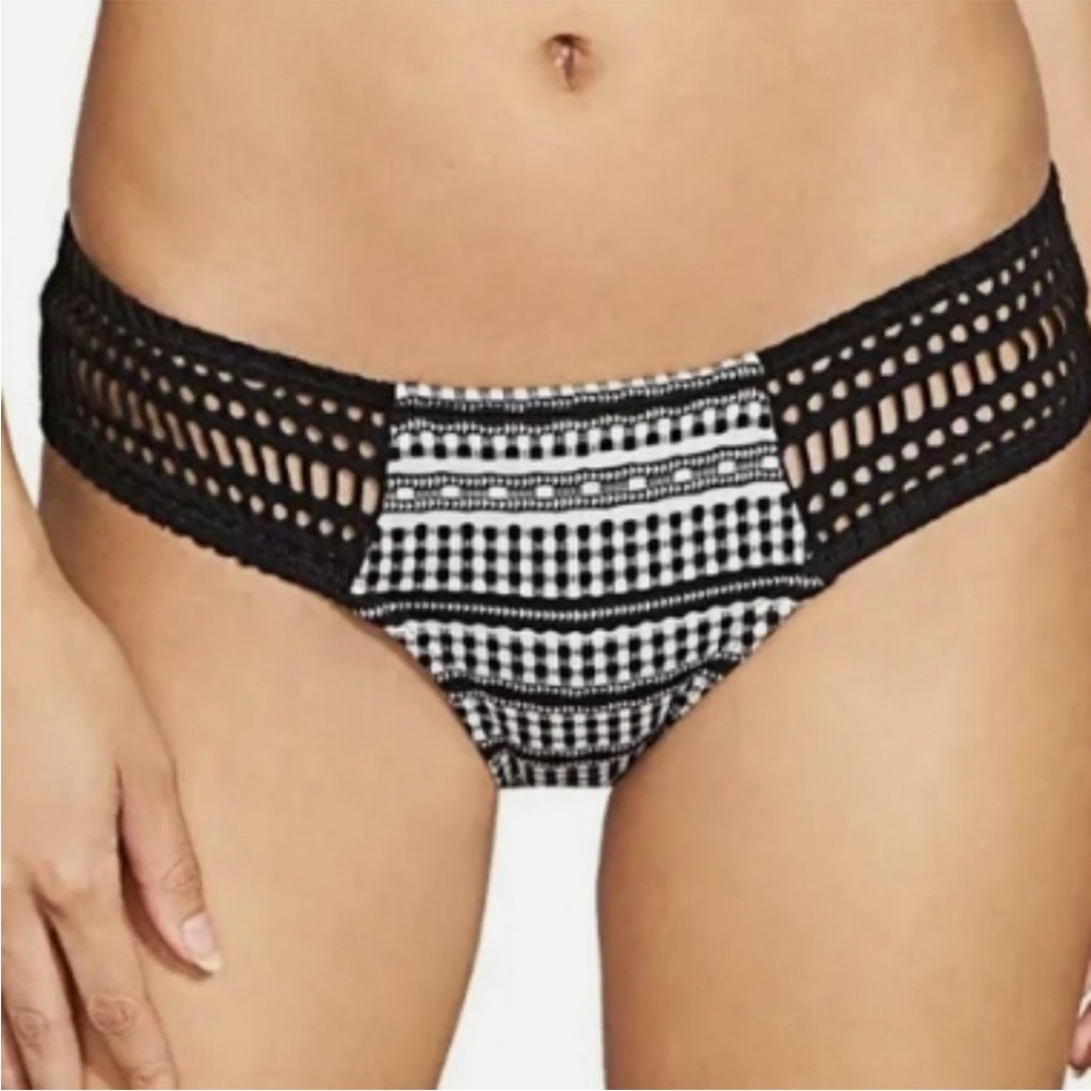 Robin Piccone Avery Bathing Suit Bikini Bottom | Black & White | NWT